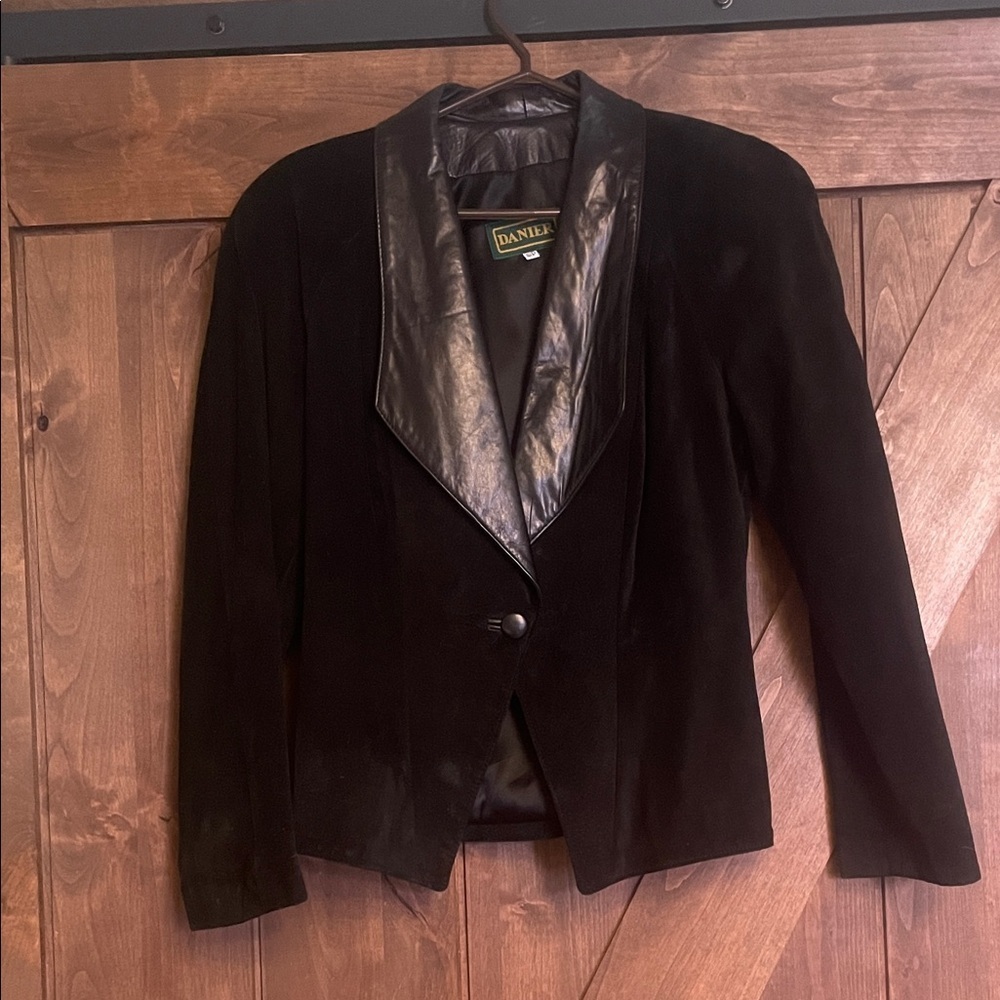 Danier Black Women's Blazer with Leather Trim